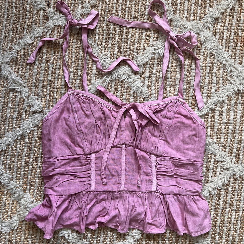 American Eagle Outfitters Pink Ruffle Top